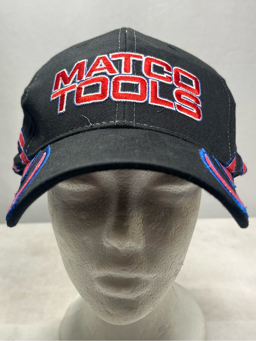 Matco Tools Black Red Blue Flames Embroidered Strapback Baseball Cap Hat